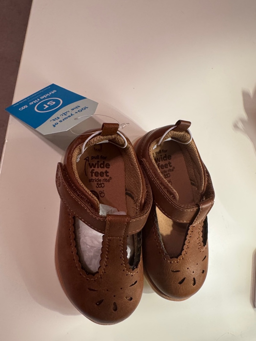 Stride Rite Brown Leather Mary Jane with Hook-and-Loop Strap - Picture 2 of 3